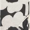 MARIMEKKO Unikko Terry Cotton Bath Towel (Charcoal)  Floral Patterned Bath Towels  59 in x 28 in