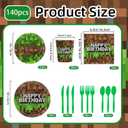 140pcs Green Birthday Party Decorations Green Plates Napkins Party Supplies Disposable Paper Cups Tableware Set for Boys Kid Teen Birthday Decor Serves 20