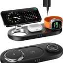 Upgraded 3 in 1 Wireless Charging Station for Apple Devices, Faster Mag-Safe Charger Stand, Magnetic Charger Station for iPhone 17/16/15/14/13/12 Series & AirPods Pro & Apple Watch Series (Black)