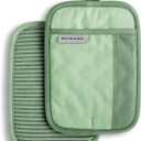 KitchenAid Beacon Two-Tone Non-Slip Pot Holder Set, Pistachio/ Graphite Green, 7"x10", 2 Piece