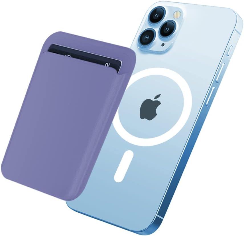 Magnetic Card Wallet Holder with MagSafe for iPhone 15 Pro Max/ 15 Pro/ 15 Plus/ 15, for iPhone 14 Pro Max/ 14 Plus/ 14 Pro/ 14, for iPhone 13 Pro Max/ 13 Pro/ 13/ 13 Mini, for iPhone 12/ 12 Pro/ 12 Max, Purple