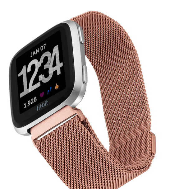 Stainless Steel Mesh Band for Use with Fitbit Versa, Rose Gold