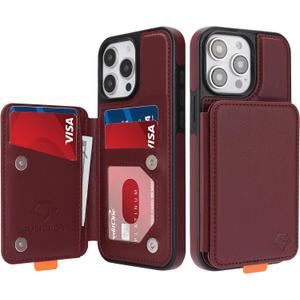 GUERNICA for iPhone 14 Pro (6.1") Case Wallet with Card Holder, RFID Blocking Leather Protection, Shockproof Women Men Phone Case for Apple 14 Pro, Wine Red