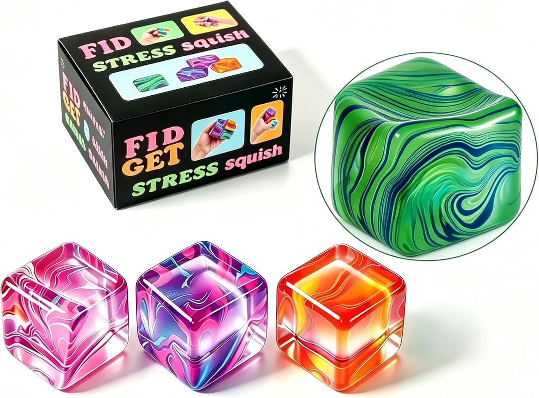 1 Pack Fidget Toys Squishy Stress Cube, Stress Balls for Kids Adults Squishies Stress Relief, Ice Sugar Sensory Toys for Kids with Autism, Fidgets for Classroom Prize Toys(Green,1 Pack)