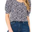 CeCe Women's Short Sleeve Printed Crew Neck Knit Top (XS)