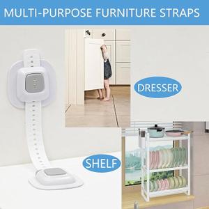 YEYA No Drill Anti tip Furniture Adjustable Straps Wall Anchors for Baby proofing (Upgraded 2P)