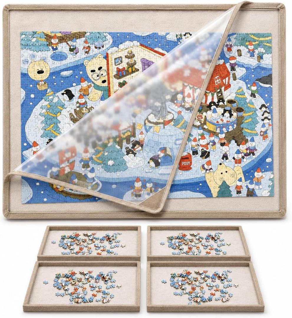 2000 Pieces Puzzle Board, 45.7x30.7 Felt Puzzle Storage Mat | Portable surface functions as a flat puzzle mat. 44" x 29.1" Felt Display Board for AdultsMom Dad, 31" x 46"