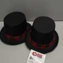 Nicky Bigs Novelties Black Christmas Top Hat, Snowman Hat for Men With Plaid Band & Berries, Pilgrim Hats, Victorian TopHat For Adults, Ugly Christmas Sweater Costume Black TopHat, One Size Fits All, Pack Of 2