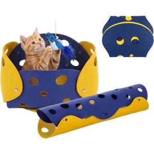 Felt Cat Tunnel Bed 3-in-1 DIY Convertible Cat Nest & Play Mat