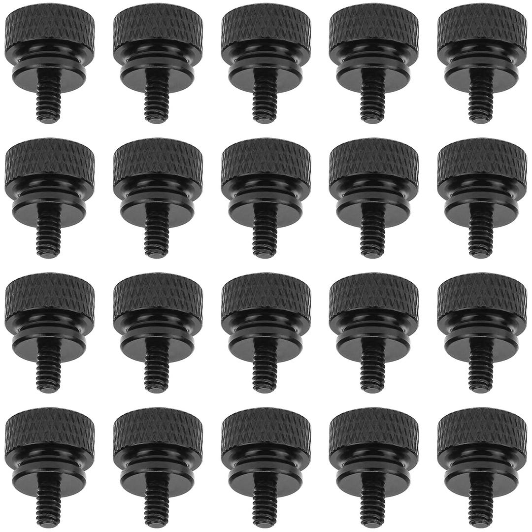 20 Pieces 6-32 Thread, Black Color Anodized Aluminum Computer Case Thumbscrews, Thumb Screws for Computer Case/Cover/Power Supply/Hard Drives