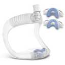 Upgraded Set for Airtouch N30i & Airfit N30i, with 2 Nasal Pillow Cushion (Fleece & Fabric), Frame & Elbow, Secure Seal Mask for Warm & Quiet Sleep, Easy to Use CPAP Supplies, No Headgear, Blue-Medium