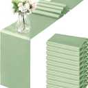 Horbaunal 12 Pack Sage Green Satin Table Runner 12 x 108 Inch, Smooth Table Runners for Wedding Banquets Birthday Party
