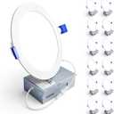 Ensenior 12 Pack 6 Inch LED Recessed Ceiling Light, Dimmable, 6000K Clear White, 1050LM 12W 120V, High Brightness Canless Wafer Downlight - ETL&FCC&IC