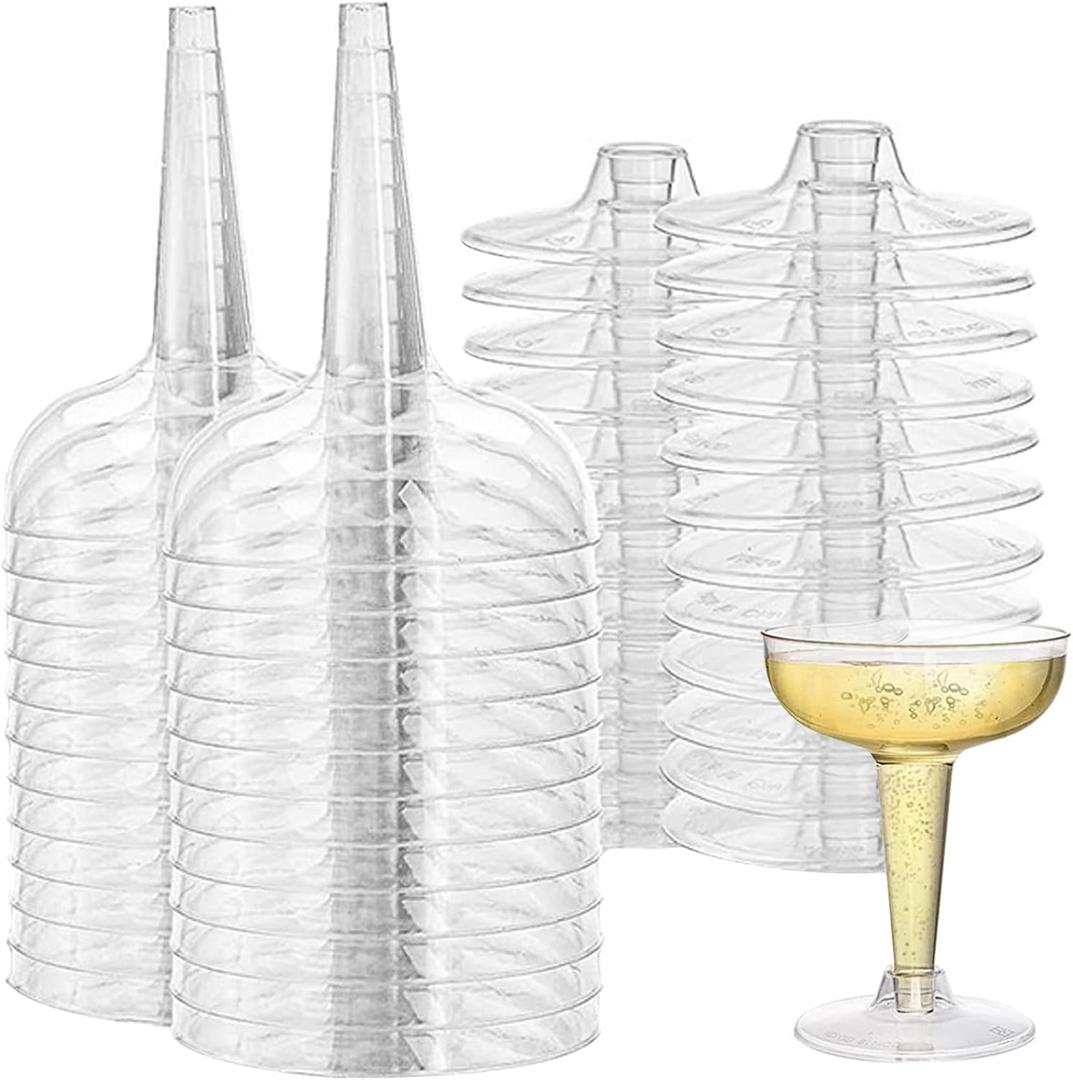 Plastic Cocktail Glasses 24Pcs 120ml Elegant Coupe Glasses for Cocktails, Champagne Reusable Clear Stemware Plastic Wine Glasses for Weddings, Birthdays, Parties Coupe Glasses
