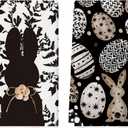 Artoid Mode Black Bunny Eggs Flower Easter Kitchen Towels Dish Towels, 18x26 Inch Spring Farmhouse Leaves Decoration Hand Towels Set of 2