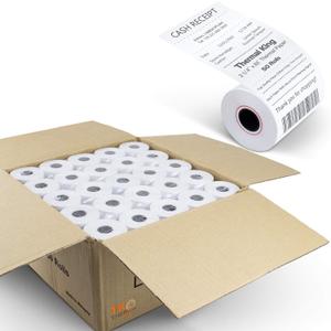 (50 Rolls) 2 1/4" x 85' Thermal Paper, POS Receipt Paper for Retail Business Cash Register, Fits Most Credit Card Terminal