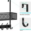 LUCYCAZ Over The Door Hooks - Over Door Organizer, Door Hanger Towel Rack with Mesh Basket & Wreath Hanger, Behind Door Storage Coat Hooks for Bathroom, Bedroom, Kitchen (Black)