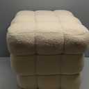 ALPOME 17''3 Square Ottoman Pouf Installed,Sturdy Wooden Frame,Capacity 330 lbs,Modern Sofa Stool Fuzzy Sherpa Footstool,Foot Rest,Cube Boucle,Vanity Stool,for Couch Living Room(Peach Fur)