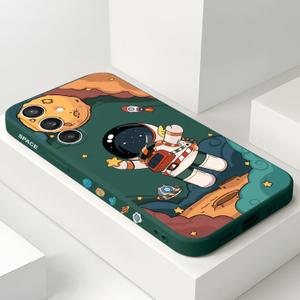 Gencyfu for Samsung Galaxy S23 FE Case, Creative Astronauts Pattern Ultra Thin Soft Phone Cover for Galaxy S23 FE 6.4 inch, Astronauts Green