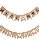 2 Pieces Bride to Be Banner Bride Sign Burlap Banner Bridal Shower Decorations Rustic Bunting Garland for Party Decorations Supplies, Black/White