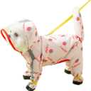 Waterproof Dog Raincoat,Full Coverage 4 Legs Dog Rain Jacket for Small Dogs,Pet Rain Coat with Hood,Reflective Strips&Leash Hole Outdoor Raincoat (Medium（for Weight 8.8-11 lb）, Strawberry)