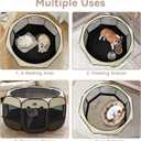 Dog Playpen for Small Dogs & Puppies, 40.55" Portable Indoor Outdoor Puppy Playpen with Bowl, Waterproof Floor, Foldable Pop-Up Pet Pen for Home, Travel & Daily Use, Brown+Beige