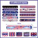 MGparty 4th of July Accessories, 48PCS Patriotic Slap Bracelets Toys for Kids, Fourth of July Decorations Party Favors Memorial Day Supplies Classroom Prizes Gifts Accessories