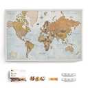 Canvas World Map with Cork Pin Board - English Lettering - Decorative Wall Decoration for All Rooms - Canvas Pictures with World Map Motif (90x60 cm, Pattern 14)