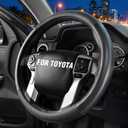Steering Wheel Cover for Toyota 4Runner Tacoma Tundra Sequoia, Black | Nappa Leather, Carbon Fiber Texture, Anti-slip Grip, Non-slip, Large Size 15.5-16"