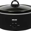Better Chef Oval Slow Cooker | 3-Quart | 3-Tempature Settings | Side Handles | Glass Lid | Enamel Stoneware Insert (Black)