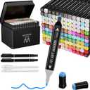 Alcohol Markers Set, 120 Colors Dual Tip Markers for Adult Coloring Books, Art Marker for Kids Adults Sketch Drawing, Marker Set with stand and Carry Case (120)