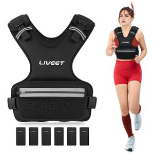 Weighted Vest for Women Men, Adjustable with Removable Weights | 20-32LB options with removable silicone-coated iron weights for strength training, walking and cardio.