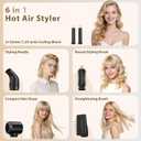Sendowtek Hot Air Styler Brush Set for Women Hair Styling 6 in 1 | 850W 3 Level Temp, Hairdryer and Curler Comb for Rotating Curling Straightening Volumize, Auto Wrap Multi Hair Styling Tool