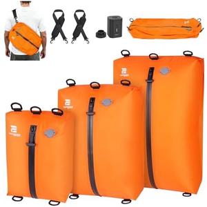 ESCRODOI 3 Pack Vacuum Bags for Travel with Pump, 3-Size Set Reusable Vacuum Compression Bags for Luggage, Space Saver IP67 Waterproof Vacuum Packing Cubes for Suitcase&Backpack, Orange