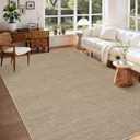 Outdoor Easy Jute Rug 5x7 Washable Non Slip Indoor Outdoor Easy Jute Rug Modern Solid Color Neutral Paito Stain Resistant Throw Carpet for Porch Kitchen Bedroom Living Room Backyard, Tan