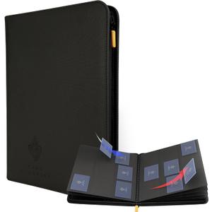 Card Guardian - 9 Pocket Premium Black Card Binder with Zipper for 360 Cards - Trading card binder with Side Loading Pockets for Trading Card Games -TCG Binder (Black)