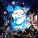 Hanukkah Projector Light with 1 Film Slides Holiday LED Snowman Menorah Dreidel Projector Lights Outdoor Reflectors Waterproof Landscape Decorative Rotation Lighting Movement Projection Lamp