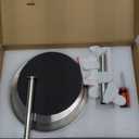 Freestanding Toilet Paper Holder with Shelf, Toilet Paper Stand with Storage for Holding Extra 4 Toilet Paper Rolls (Brushed Nickel)