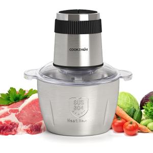 Food ProcessorElectric Food Chopper with 500W Stainless Steel Motor & 4 Sharp Blades 8-Cup Stainless Steel Bowl for Meat, Vegetables, Fruits and Nuts