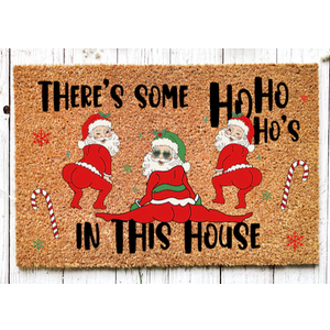 Lanpn Christmas Welcome Natural Coir Door Mat, Santa Large Coco Front Door Outdoor Doormat Outside Entrance Porch Non Slip Rubber Rug Winter Xmas Farmhouse Decor (Brown, 36x24 inch)