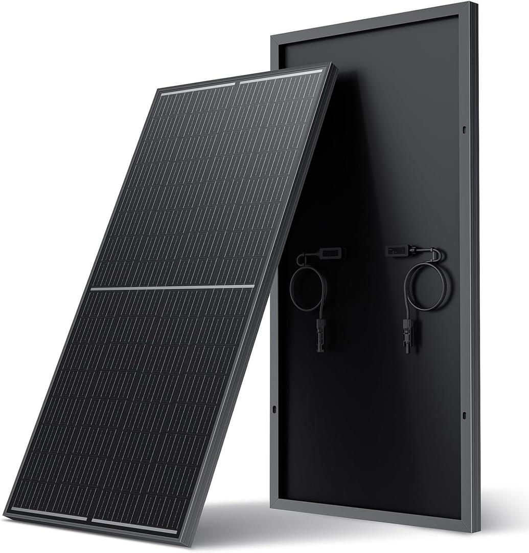 200 Watt Solar Panel, 12V Single Panel, N-Type Monocrystalline 25% High-Efficiency PV Module for RV, Boat, Marine, Trailer, Farm, Shed, Rooftop and Home Off-Grid System 1 Pack 200W, Black