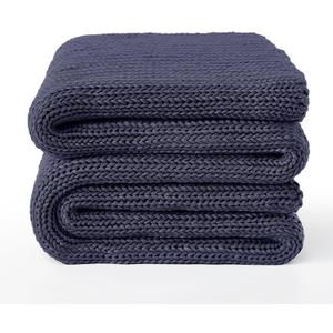 Guohaoi Knitted Weighted Blanket for Adults (Dark Grey 60"x80" 12lbs) No Beads Cooling Throw Blanket for Hot Sleepers, Home Decor Breathable Chunky Knit Heavy Blanket Use on Queen/King Size Bed
