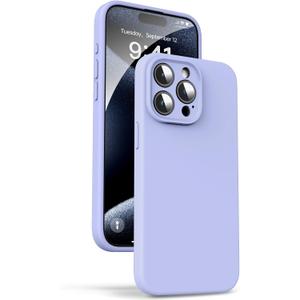 Supdeal Liquid Silicone Case for iPhone 15 Pro Max - [Camera All-Round Protection] [Soft Microfiber Lining Anti-Scratch] 4 Layer Full Covered Shockproof Gel Rubber Phone Case Cover, 6.7", Purple
