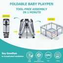 OCATO Baby Playpen with Mat: Foldable Playpen for Babies and Toddlers Play Pen Portable Playpens Fence Indoor Outdoor Kids Safety Area Play Yard with 50x50 Playpens Mat 4 Handlers 50 Balls (50" 50")