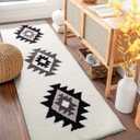 DEXDE Bathroom Runner Rugs 24x60 Inches - Non-Slip Quick Dry Machine Washable Bath Mats, Boho Geometric Absorbent Long Carpet for Bathroom, Black and White