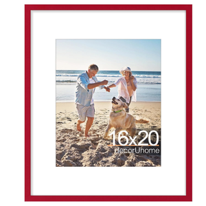 decorUhome 16x20 Picture Frame, Display Pictures 11x14 with Mat or 16x20 without Mat, Wall Hanging Poster Frame, Red, 1 Pack