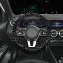 15 Pcs Black Leopard Print Printing Car Steering Wheel Cover Center Console Armrest Pad Headrest Seat Belt Cover Handbrake Cover Keychain Coaster Full Set Car SUV