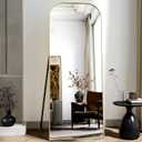 56x21 Inch Full Length Mirror - Large Floor Standing & Wall Mountable Full Body Mirror with Sturdy Aluminum Frame, Arched Top Design, Freestanding or Hanging for Bedroom, Living Room, Cloakroom,Gold