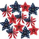 12 Pcs 4th of July Star Patriotic Paper Fan Decor Red Blue White USA Flag Star Hanging Decorative Paper Fans Decor 250th Anniversary for Classroom Independence Day Veterans Labor Day