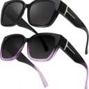 Myiaur Fit Over Glasses Sunglasses for Women, Trendy Oversized Polarized Wear Over Sun Glasses with UV400 Protection2 Pack